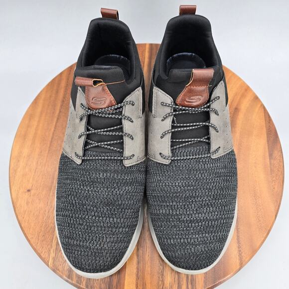 Skechers Shoes Men's 12 Black Gray Delson Camden Athletic Slip On Sneakers - Picture 5 of 7